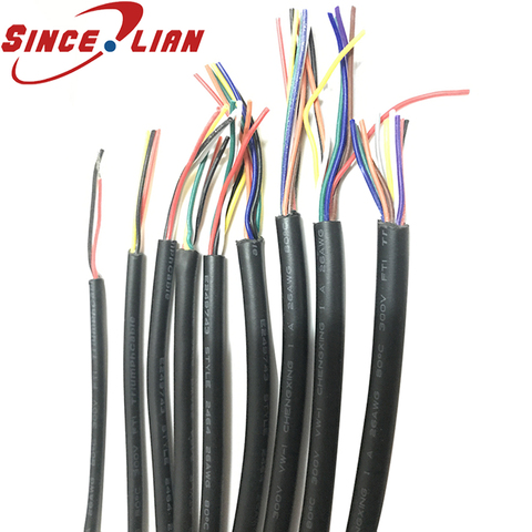 26AWG 28 AWG Signal Cable Line RVV 2/3/4/5/6/7/8/9/10 Cores TC Copper Conductor Electric RVV Black sheathed wire Mounting Wire ► Photo 1/6