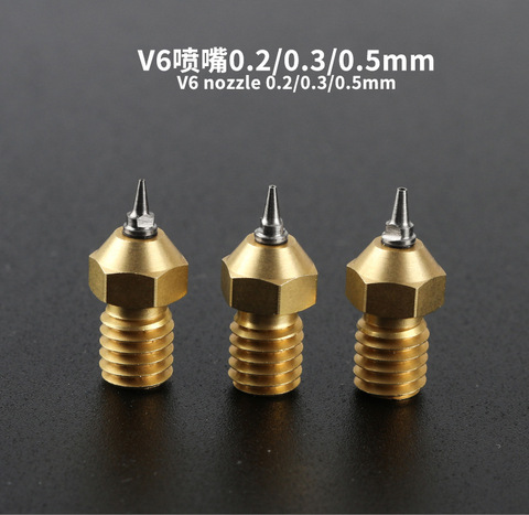 2pcs New design V6 0.2/0.4/0.3/0.5mm lance nozzle / Pointed nozzle for 1.75mm Prusa I3 3D printer parts Titan Extruder ► Photo 1/2