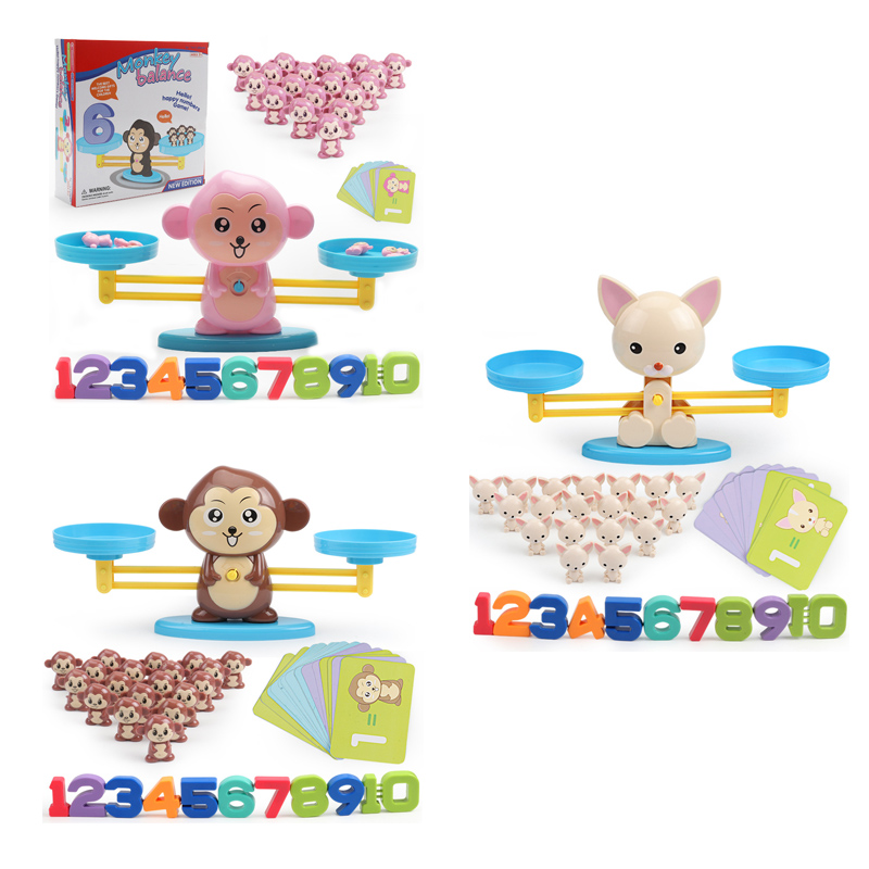 Dog/Monkey/Pig Animals Number Balance Toys Preschool Learning Mathematics Game 