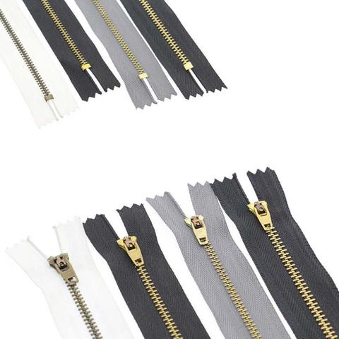 5pieces 3# Metal Zipper Zip Ziper For Jeans Sewing Handbag Craft Sewing DIY Brass Teeth Black White 8/10/11/12/13/14/15/18 cm ► Photo 1/2