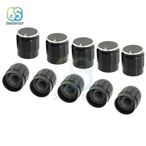 10Pcs/lot Black 6mm Aluminum Alloy Potentiometer Knob Potentiometer Control Knobs Switch 15x17mm ► Photo 1/4