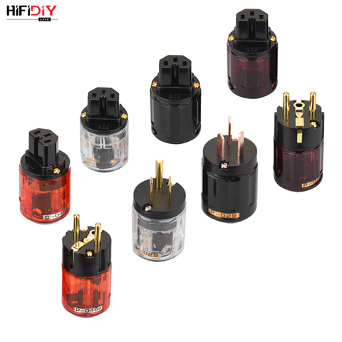 HIFIDIY LIVE EU/US/AU Pure Copper Gold Plated Power Plug Tail Connector For HIFI Audio Power supply wire Connectors Red Black029 ► Photo 1/6