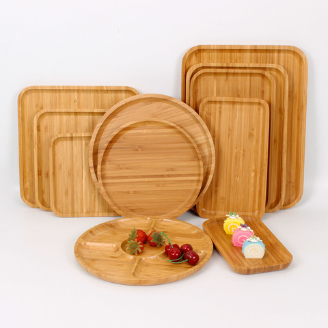 2022 New Plate Tray Wooden Bamboo Tray Household Wood Plate Japanese Dinner Plate Tea Tray Rectangular Tray Carving Plate ► Photo 1/5
