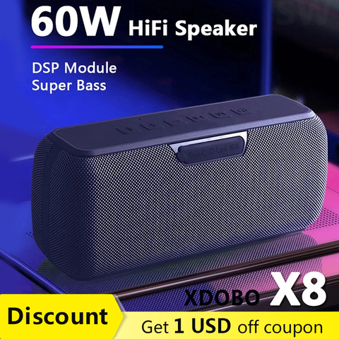 Portable Bluetooth Speaker 60W Big Power Wireless Deep Bass Column TWS Stereo Subwoofer Music Center Boombox Soundbar TF AUX FM ► Photo 1/6