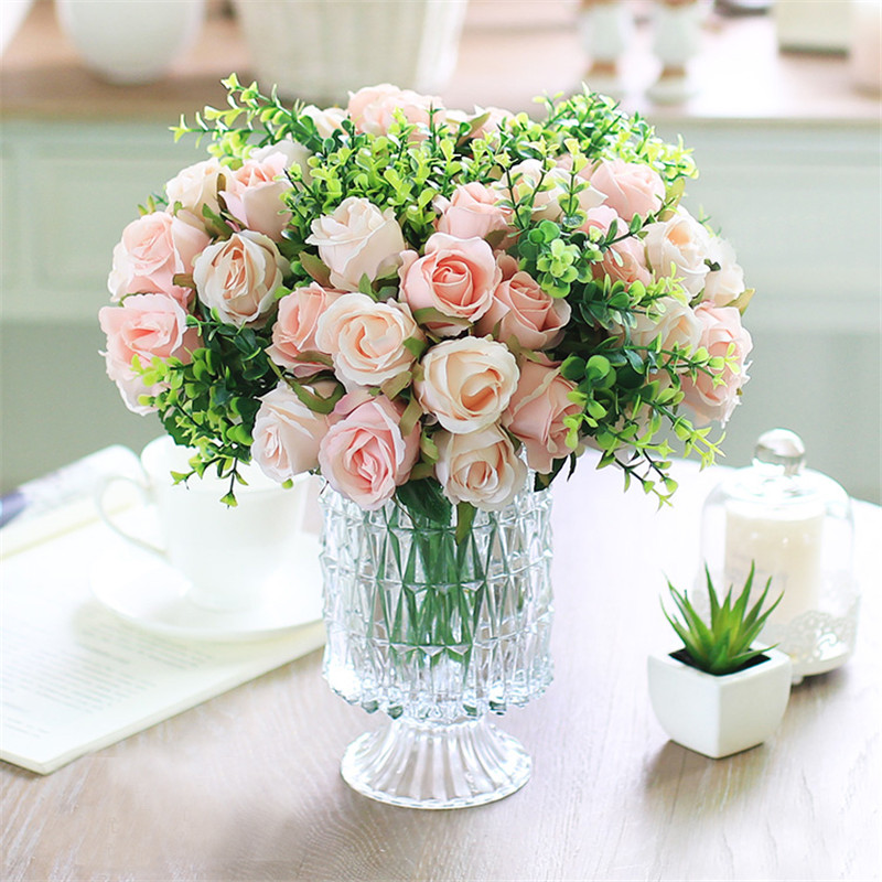 Artificial Silk Flower 8 Roses Wedding bouquet Flowers/Home Decor 