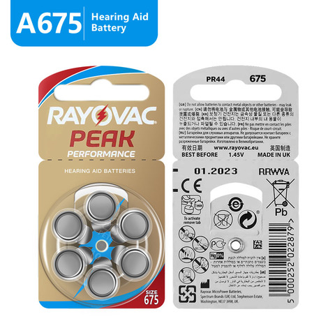 Buy Online Rayovac Peak 60 X Hearing Aid Batteries 675a Free Shipping 60 Pcs Hearing Aid Battery Zinc Air 675 A675 Alitools