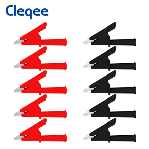 Cleqee P2002 10PCS 5 Color 1000V 20A Crocodile Alligator Clips Safety Test folders For 4mm Banana Plugs ► Photo 1/6