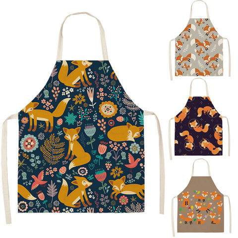 Fox Aprons Unisex Dinner Party Linen Nordic Cooking Bib Funny Pinafore Cleaning Aprons Home Accessory ► Photo 1/6