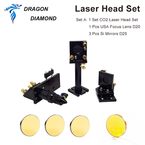 DRAGON DIAMOND CO2 Laser Head Laser Engraver USA Focusing Lens Dia 20mm FL50.8  63.5 101.6mm Si Mirrors 25mm For Cutting Machine ► Photo 1/5