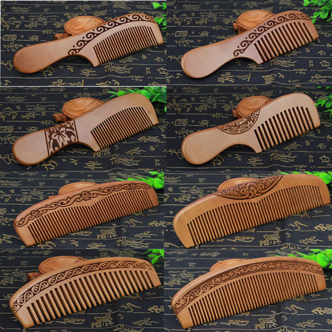 1 PC Natural Peach Wood Handcrafted Fine Tooth Comb Anti-Static Head Massage Classic Comb Hair Styling Hair Care Tool ► Photo 1/6