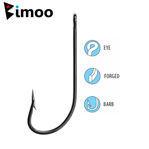 Bimoo 100PCS O'Shaughnessy Fishing Hooks Long Shank Barbed JIG Hook Big Fish Hook Saltwater Hooks for Sea Bass Big Game Fishing ► Photo 1/6