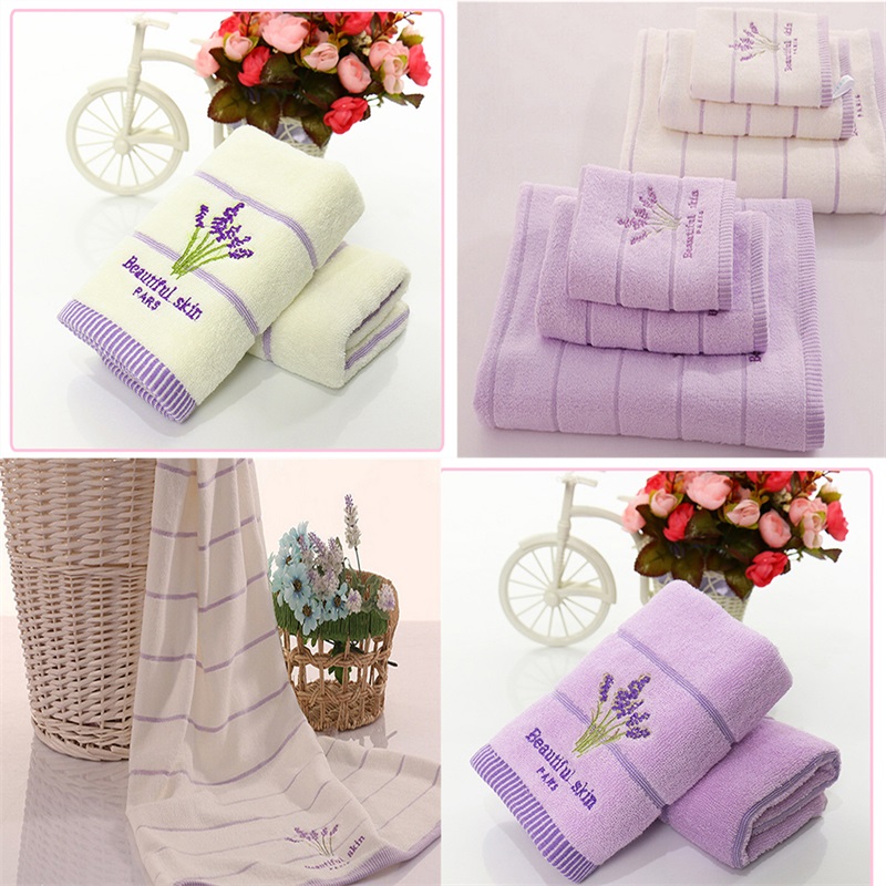 Printed Embroidery Aromatherapy Bath 100% Cotton Hand Lavender Face Towel 