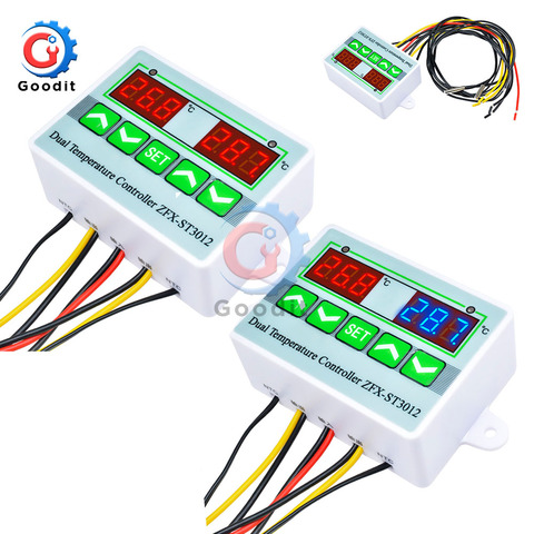 LED Digital Thermometer Temperature Controller Dual Thermostat Incubator Control Microcomputer Dual Probe AC 110V-220V DC12V 24V ► Photo 1/6