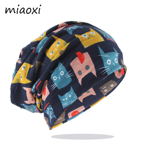 New Style Fashion Double Used Women Autumn Warm Beanies Skullies Casual Colorful Floral Outdoor Hats Scarf Cap Girl Soft Gorras ► Photo 1/6