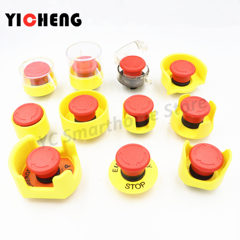 1set Emergency stop button protective cover,switch preventing misoperation, yellow 22mm emergency mushroom head protective seat ► Photo 1/1