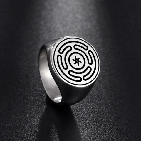 LIKGREAT Hecate Wheel Strophalos Hekate Stainless Steel Rings Magic Symbol Logo Charm Kabbalah Amulet Retro Jewelry NewYear Gift ► Photo 1/6