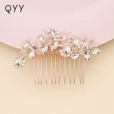 QYY Newest Hair Clips Crystal Silver Color Wedding Hair Ornaments Alloy Bridal Hair Comb Headpieces for Women Hairpins Clips ► Photo 1/6