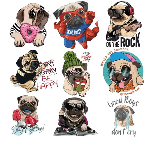 Set Of Cute Cartoon Lovely Dog Heat Transfers Cartoon Patches For Clothing DIY T-shirt Applique Vinyl Stickers Mom Baby Patches ► Photo 1/6