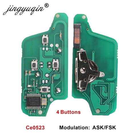 jingyuqin ASK/FSK 433Mhz 4 Buttons Circuit Board For Peugeot 1007 For Citroen C8 CE0523 Flip Floding Remote Key Fob Control ► Photo 1/1