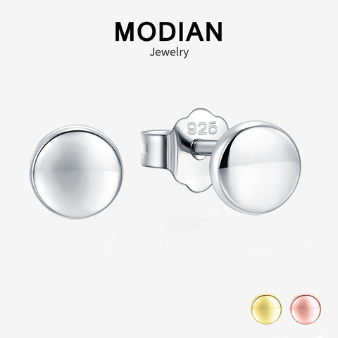 Modian Hot Sale 100% 925 Sterling Silver Fashion Cute Luxury Gold & Rose Gold Color Round Stud Earrings For Women Fine Jewelry ► Photo 1/6
