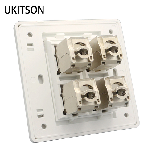 4 Sockets CAT7 RJ45 Keystone Network Outlet Jack Shielded CAT.6A Ethernet Wall Panel Board 86x86mm ► Photo 1/6