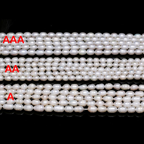 Natural Freshwater Pearl Beads High Quality Rice Shape Punch Loose Beads for DIY Elegant Necklace Bracelet Jewelry Making 6-7MM ► Photo 1/6