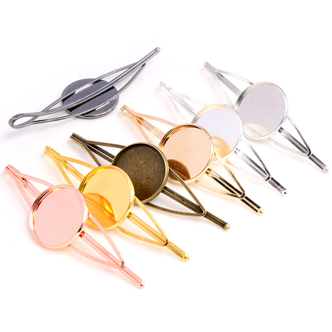 20mm 5pcs High Quality Bronze and Silver Plated 7 Colors Copper Material Hairpin Hair Clips Hairpin Base Setting Cabochon Cameo ► Photo 1/6