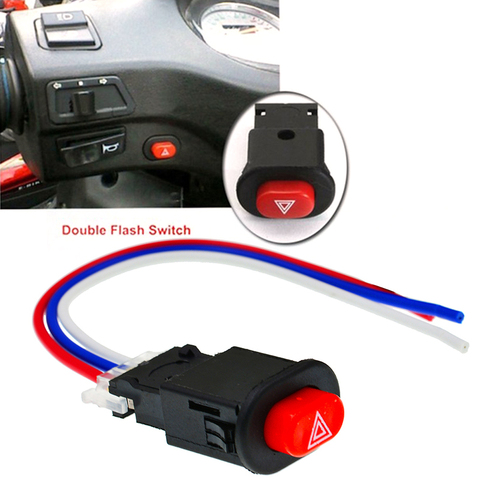 Motorcycle Double Flash Switch Hazard Light Switch Button Flash Warning Scooter Electric Vehicle Modified Emergency Signal Lamp ► Photo 1/6