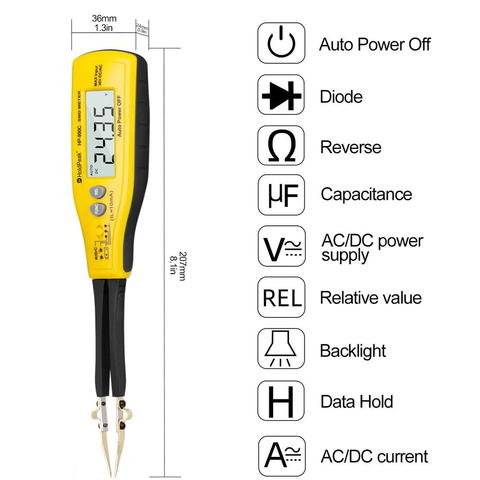 990C Smart SMD Tester Smart Tweezers Digital Multimeter RC Diode Auto Range Resistor Capacitor Battery Tester with Carry Box ► Photo 1/6