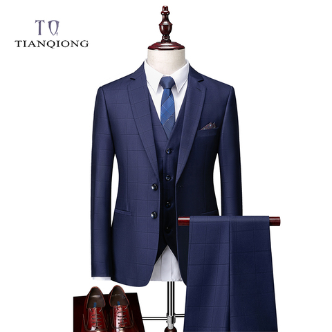 TIAN QIONG Plaid Suits Men 2022 New Style Designer Suits Slim Fit Wedding Suits for Men 3 Pieces Suit (Jacket+Pants+Vest) ► Photo 1/6