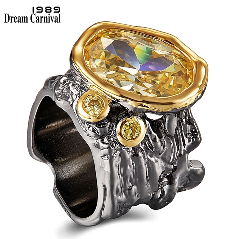 DreamCarnival1989 Very Big Dazzling Gold Color Zirconia Wedding Ring Women Irregular Cut Band Gothic Chic Dating Jewelry WA11756 ► Photo 1/6