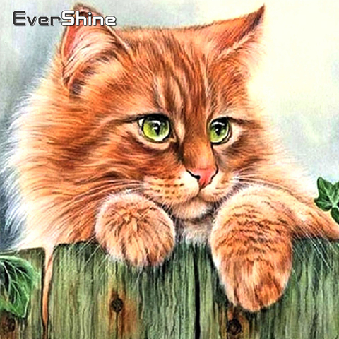 EverShine Full Square Diamond Embroidery Cat Rhinestone Art