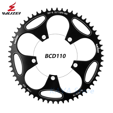 WUZEI Road Bike Round Narrow Wide Sprockets 110 BCD 50/52/54/56/58T Chainwheel Road Folding Bicycle Crankset Tooth Plate Parts ► Photo 1/6