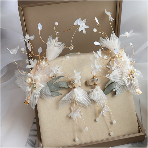 Super Fairy Mori Beautiful flower barrettes Sweet Bride's Headdress wedding hair ornament ► Photo 1/4