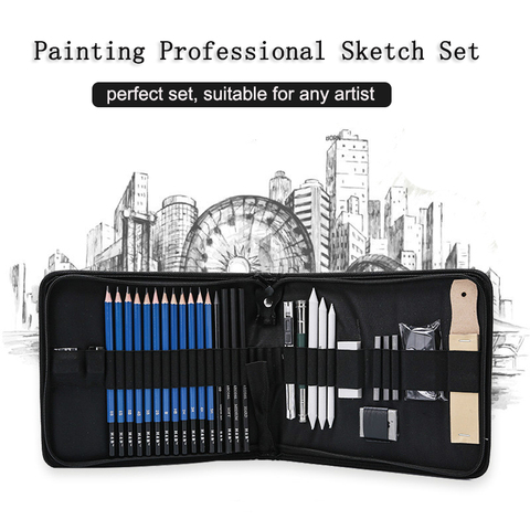 Professional Art Set 32 PCS Drawing Sketching Set With Sketch Graphite Charcoal Pencils Bag Eraser Art Kit for Student Artist ► Photo 1/5