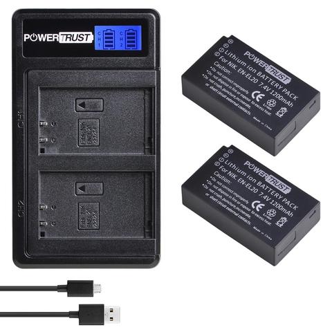 2Pcs EN-EL20 EN EL20 ENEL20 EN EL20a Battery and LCD Dual Charger for Nikon Coolpix P1000 Nikon1 J1, J2, J3 Nikon1 AW1 ► Photo 1/1