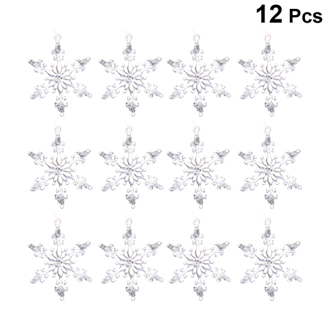 12Pcs Acrylic Snowflake Shape Pendant Transparent Hanging Pendant Christmas Tree Hanging Decoration Door Ornament ► Photo 1/6