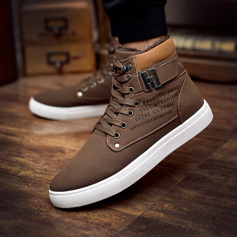 2022 Hot Men Shoes Fashion Warm Fur Winter Men Boots Autumn Leather Footwear For Man New High Top Canvas Casual Shoes Men856 ► Photo 1/5