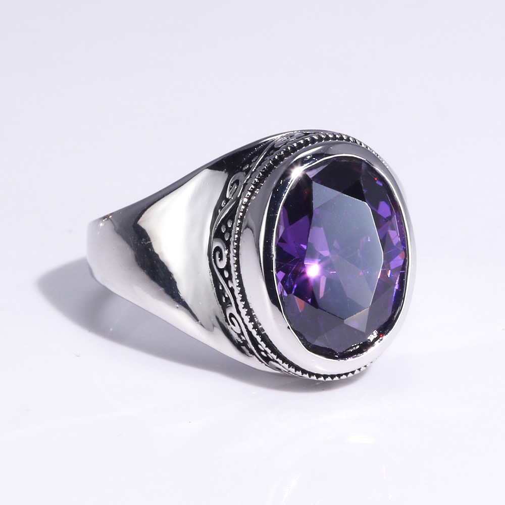 6 CT LAB AMETHYST ANTIQUE VICTORIAN STYLE 925 STERLING SILVER RING SZ 6.75,#465 