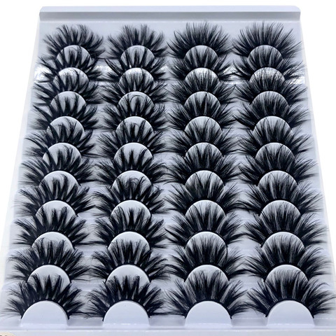 20 Pairs 18-25 mm 3d Mink Lashes Bulk Faux Thick Long Wispy Natural Mink Lashes Pack Short Wholesales Natural False Eyelashes ► Photo 1/6