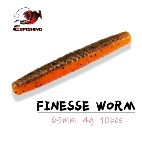 Esfishing Fishing Worm Lures Finesse Worm 10pcs 65mm Stick worm SpinnerBait Pike Fishing Lures ► Photo 1/6