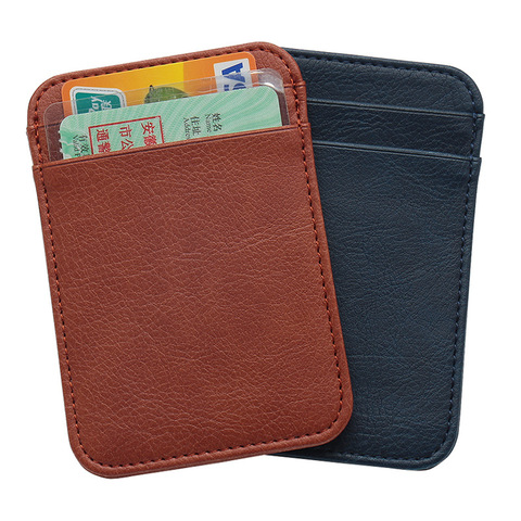 Mini PU Leather ID Business Card Holder Women Men Multi Slot Slim Solid Color Driver License Case Ticket Credit Card Bag ► Photo 1/6