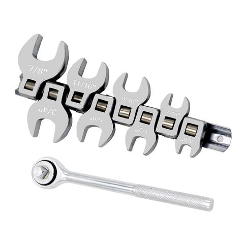 45 Teeth Ratchet Handle and 8 Pcs 3/8 Inch Drive Crowfoot Wrench Set Imperial or Metric Spec ► Photo 1/6