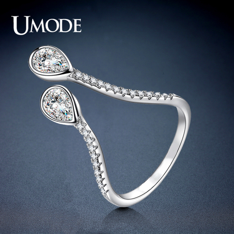 UMODE Water Drop Teardrop Engagement Rings for Women Femme Adjustable Cubic Zirconia Wedding Rings Rhinestone Jewelry UR0504 ► Photo 1/6