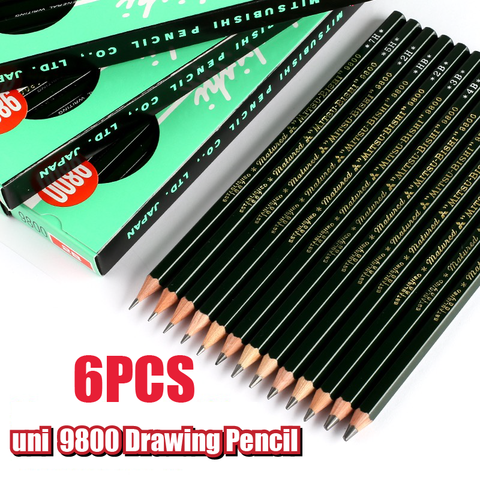6pcs Japan uni Mitsubishi's 9800 pencils Multi-grayscale pencil Measure Drawing Shading Designing Sketching Student ► Photo 1/5