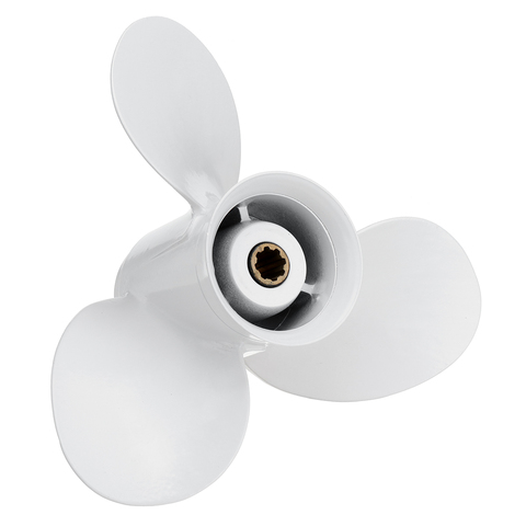 Boat Outboard Propeller 9 1/4 x 12 Aluminum For Yamaha 9.9-15HP 683-45941-00-EL White 8 Spline Tooth 3 Blade Marine Propeller ► Photo 1/6