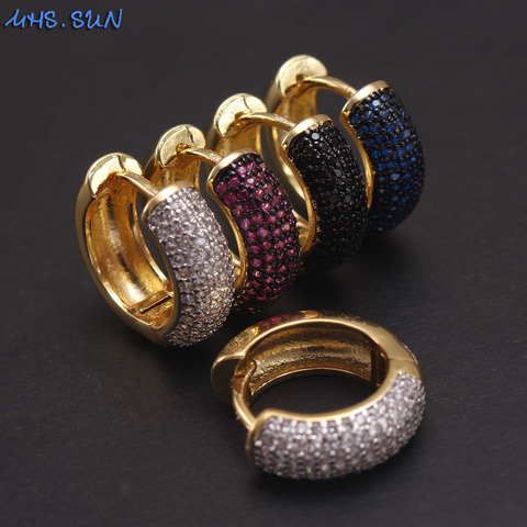 MHS.SUN Fashion europe style women zircon earrings colorful cz stone hoop earrings for lady trendy jewelry for wedding party ► Photo 1/6