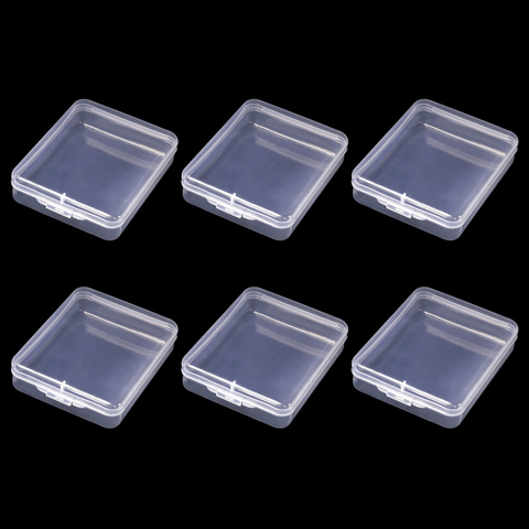 MIUSIE 6pcs /set Plastic Transparent Storage Box Jewelry Pill Chip Organizer Case Nail Art Battery Screw Case Beads Container ► Photo 1/6