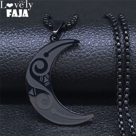 2022 Fashion Witchcraft Moon Stainless Steel Statement Necklace for Women Black Color Pendant Necklace Jewelry joyas N654S03 ► Photo 1/6