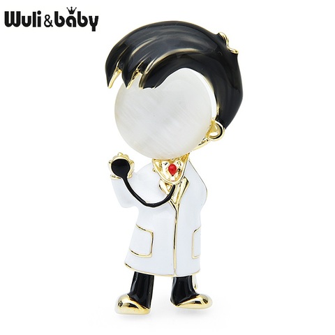 Wuli&baby Opal Enamel Doctor Brooches Women Men Hospital Doctor Figure Casual Office Brooch Pins Gifts ► Photo 1/5